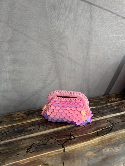 DISCO CLOUD bag mini//rosa con manico