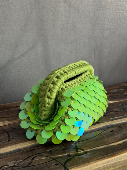 DISCO CLOUD bag mini//verde lime con manico