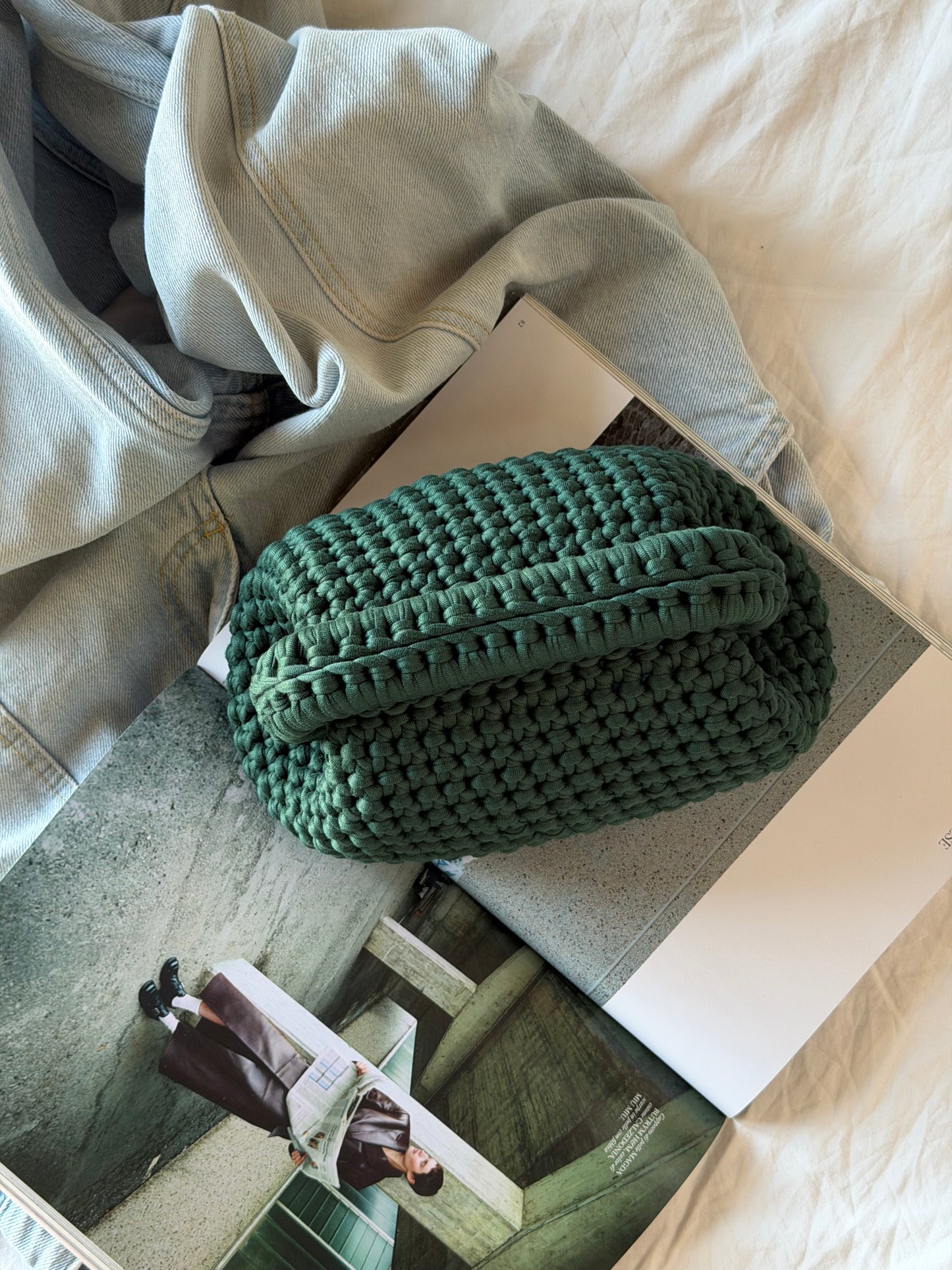 CLOUD bag standard// verde bosco con manico