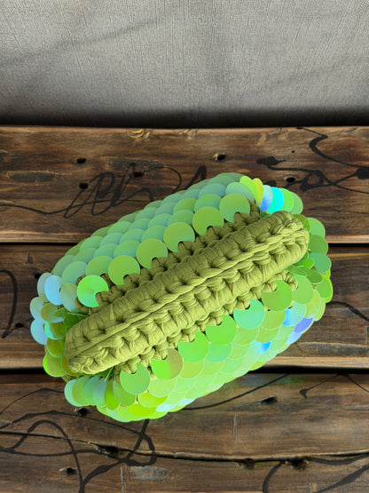 DISCO CLOUD bag mini//verde lime con manico