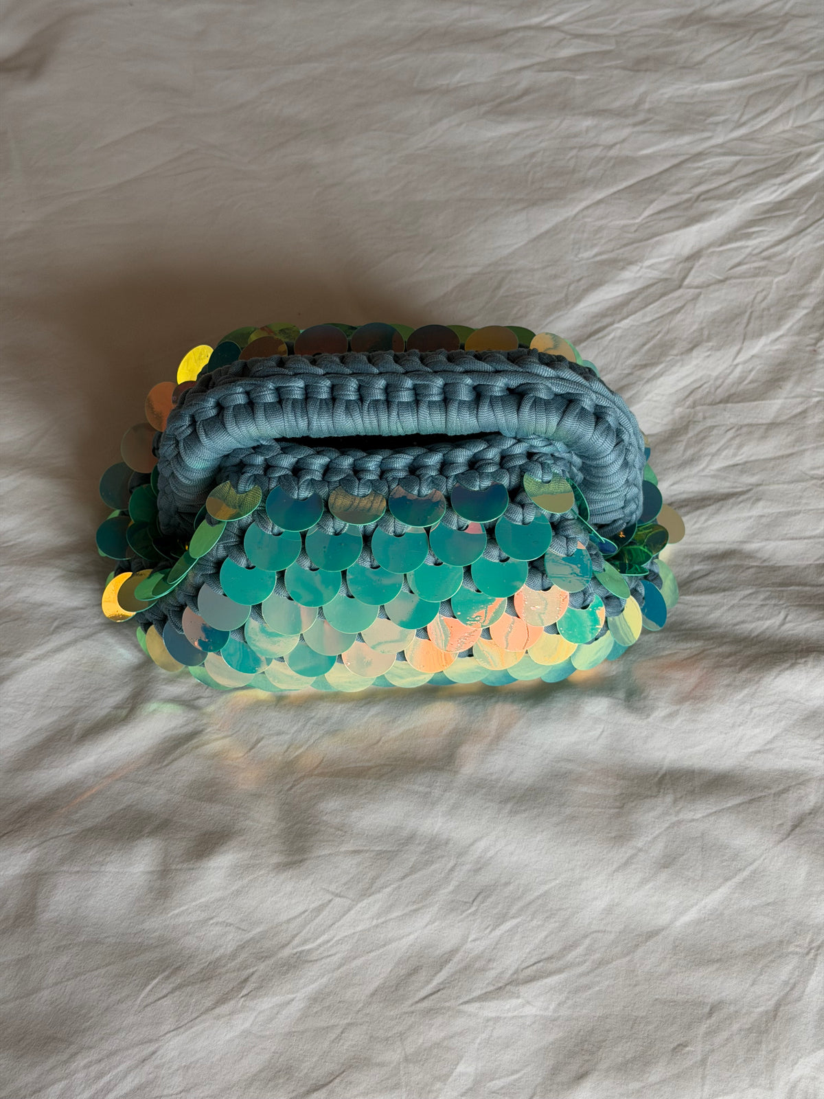 DISCO CLOUD bag mini// holo tiffany con manico
