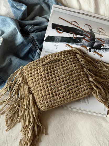 MINOU bag standard// argento-oro lurex con frange