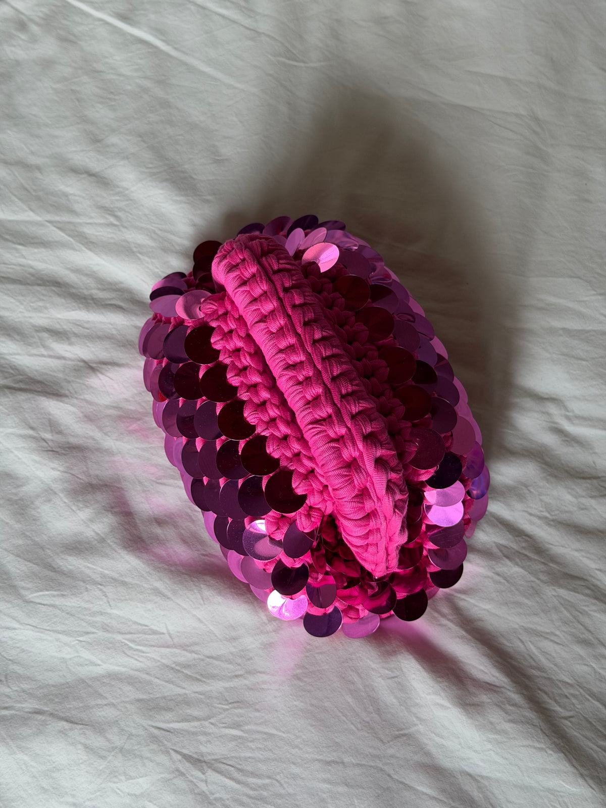 DISCO CLOUD bag mini// fucsia con manico