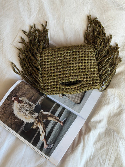 MINOU bag standard// oro scuro lurex con frange