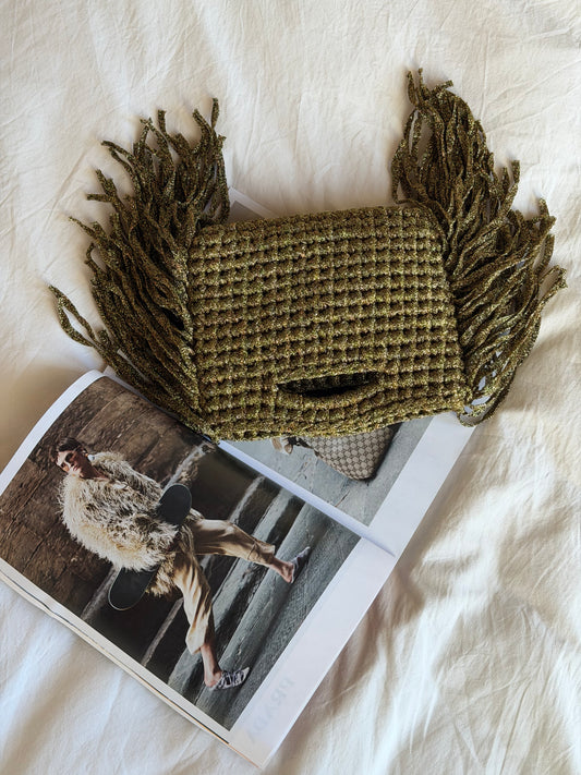 MINOU bag standard// oro scuro lurex con frange