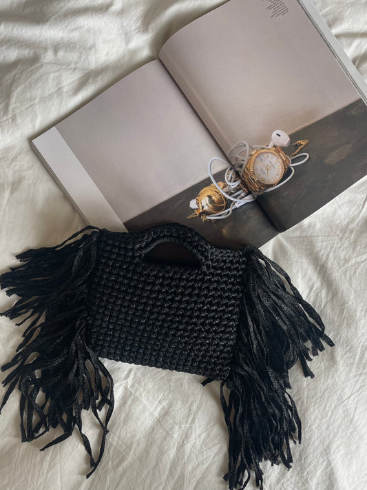 MINOU bag standard// nera lurex con frange