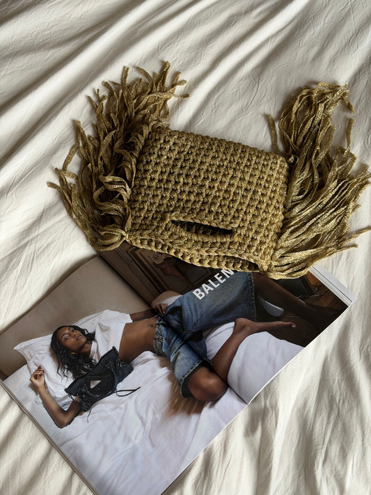 MINOU bag standard// oro lurex con frange