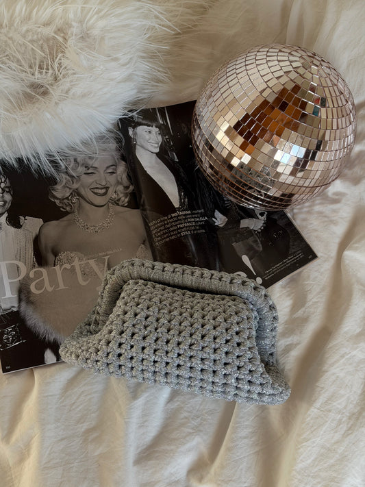 CLOUD bag standard// argento lurex con manico