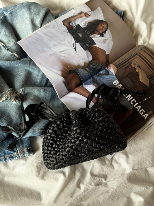 BUBBLE bag mini// ecopelle nera