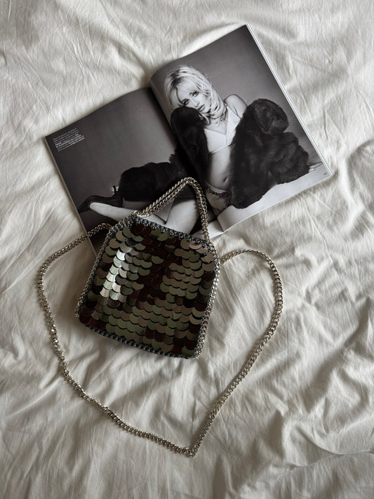 STAR bag mini// grigia scura con paillettes