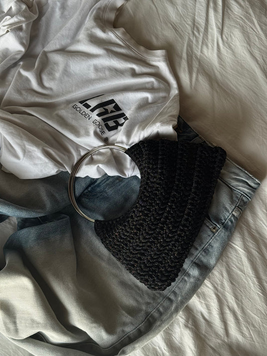 SHELL bag mini// nera lurex