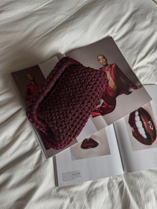 CLOUD bag standard// bordeaux lurex con manico